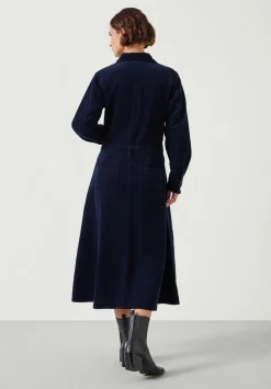 hush Dresses|Bella Cord Midi Dress Navy