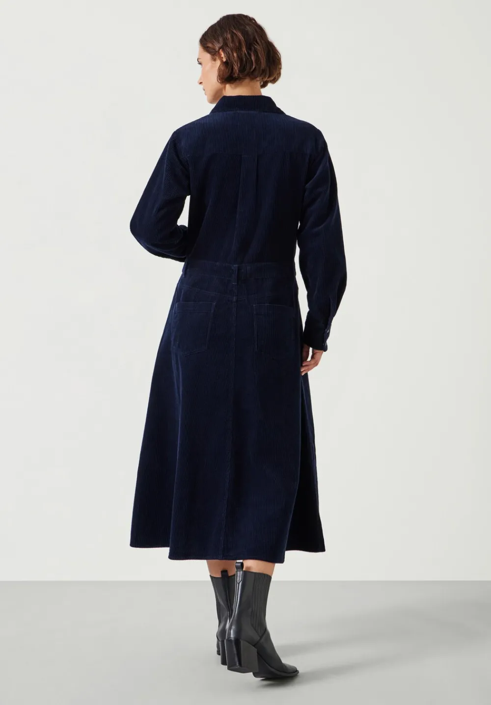 hush Dresses|Bella Cord Midi Dress Navy