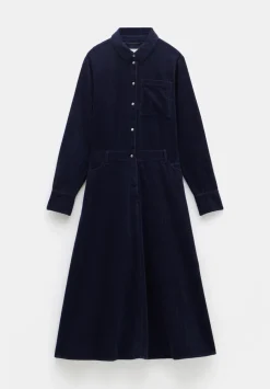 hush Dresses|Bella Cord Midi Dress Navy