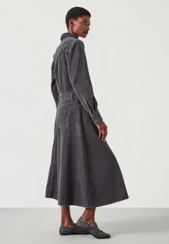 hush Dresses|Bella Cord Midi Dress Charcoal Grey