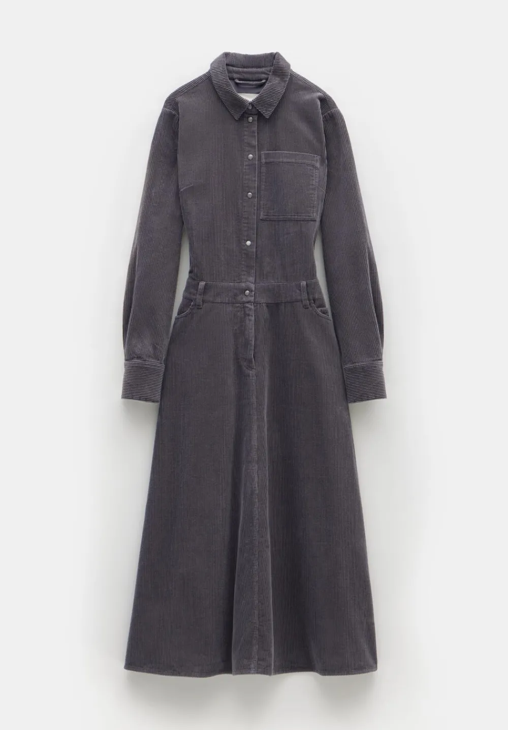 hush Dresses|Bella Cord Midi Dress Charcoal Grey
