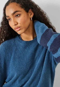 hush Jumpers & Cardigans|Bellata Sleeve Stripe Knitted Jumper Mid Blue