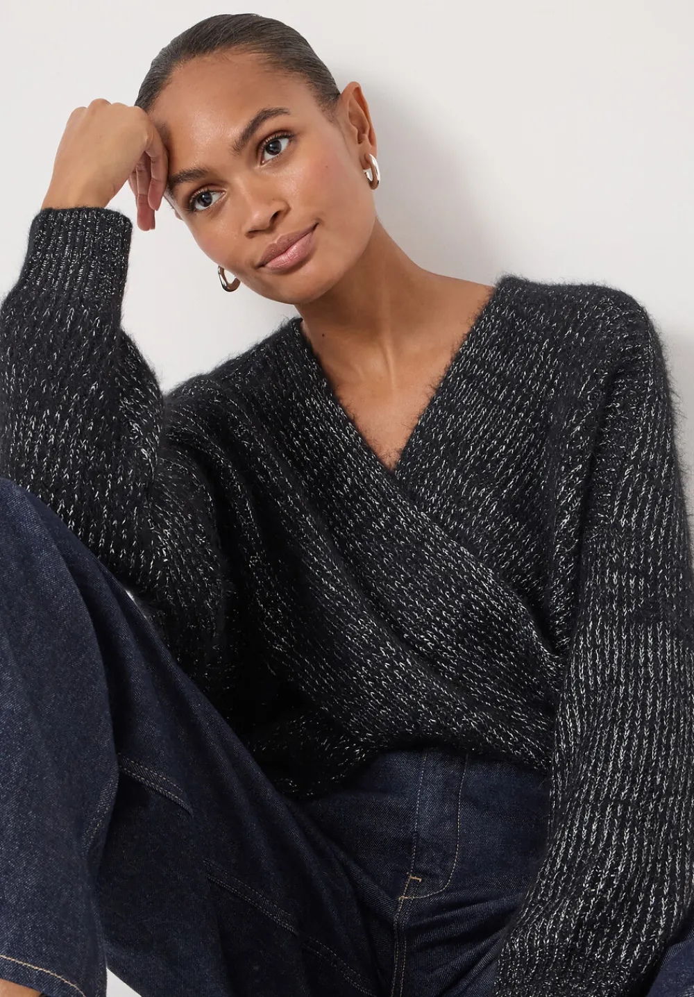 hush Jumpers & Cardigans|Betty Wool Blend Metallic Jumper Silver Metallic