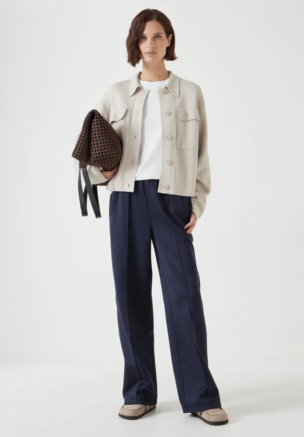 hush Jumpers & Cardigans|Jackets & Coats|Bobbie Shirt Jacket with Wool Stone White