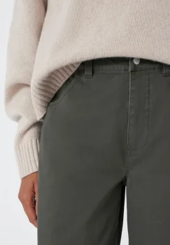 hush Trousers|Bree Horseshoe Barrel Leg Trouser Grey Green