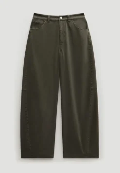 hush Trousers|Bree Horseshoe Barrel Leg Trouser Grey Green