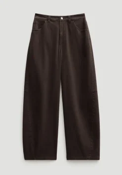 hush Trousers|Bree Horseshoe Barrel Leg Trouser Chocolate brown