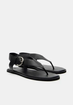 hush Flats|Sandals|Brinley Buckle Toe Post Sandal Black