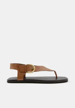 hush Flats|Sandals|Brinley Buckle Toe Post Sandal Tan
