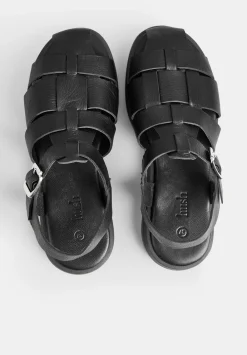 hush Sandals|Flats|Brisa Leather Sandals Black