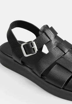 hush Sandals|Flats|Brisa Leather Sandals Black