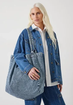 hush Bags|Britney Denim Tote Bag Blue Denim