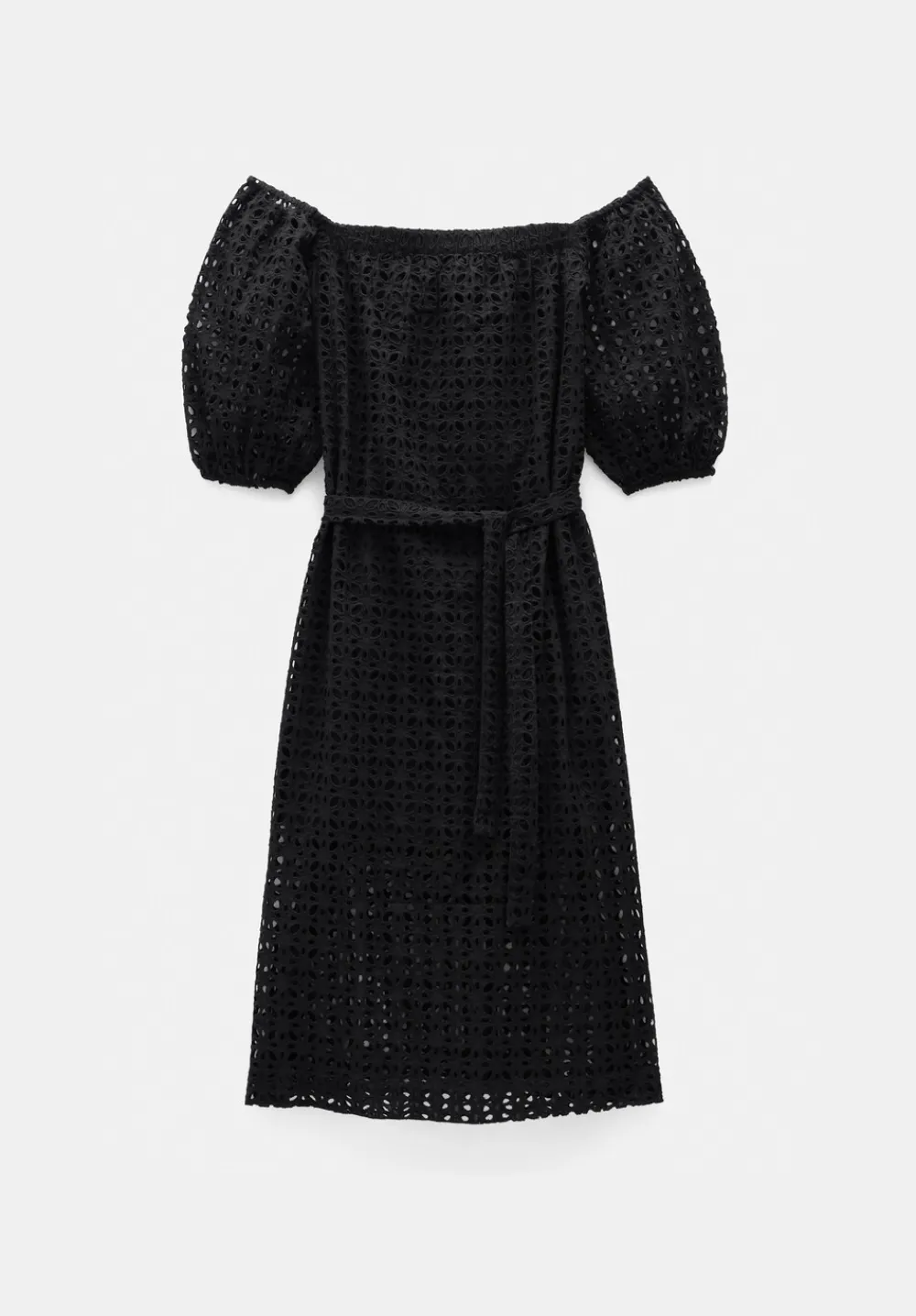 hush Dresses|Broderie Off Shoulder Midi Dress Black