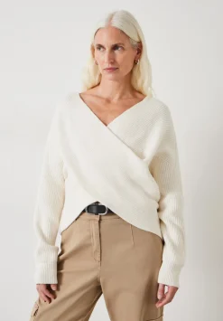 hush Jumpers & Cardigans|Bronte Cross Front Knit Jumper Soft White