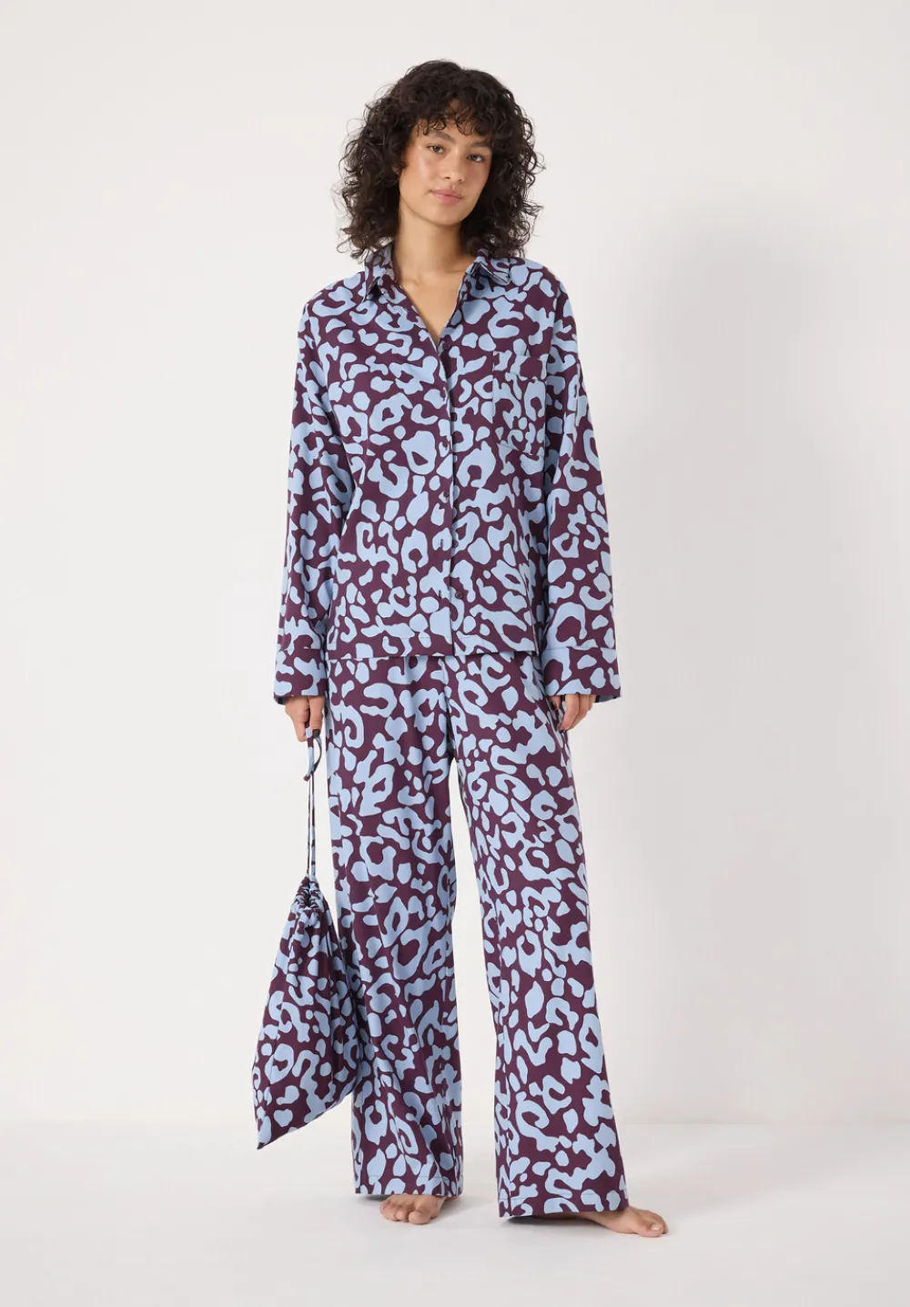 hush Pyjamas & Nightwear|Brushed Cotton Animal Print Pyjamas Blue Mix