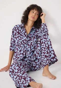 hush Pyjamas & Nightwear|Brushed Cotton Animal Print Pyjamas Blue Mix