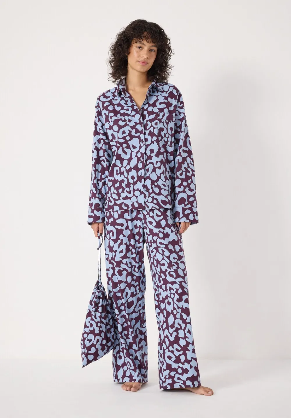 hush Pyjamas & Nightwear|Brushed Cotton Animal Print Pyjamas Blue Mix