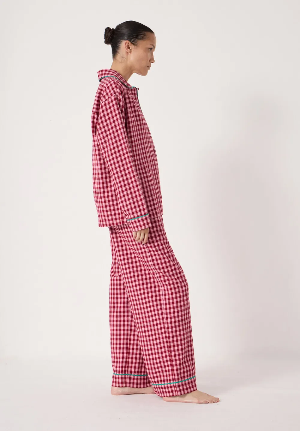 hush Pyjamas & Nightwear|Brushed Cotton Gingham Pyjamas Pink Mix