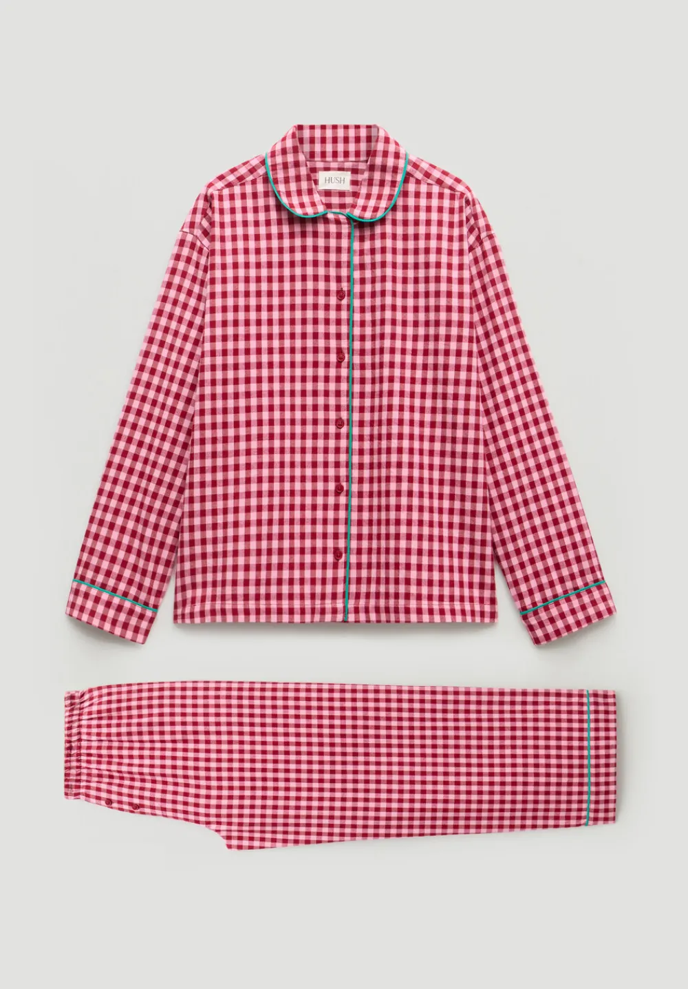 hush Pyjamas & Nightwear|Brushed Cotton Gingham Pyjamas Pink Mix