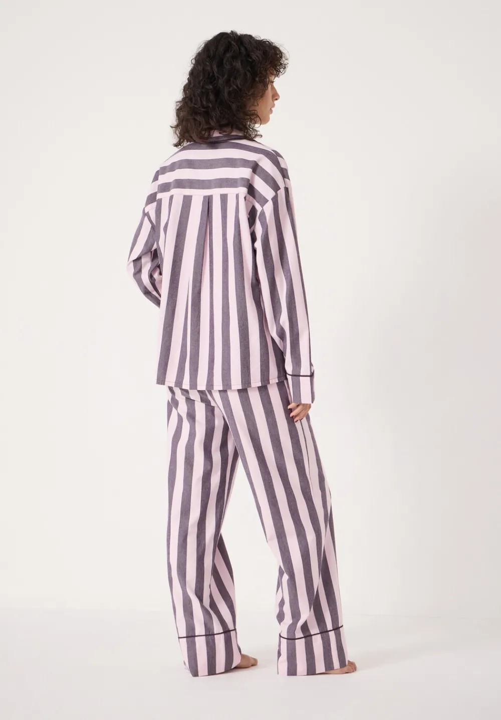 hush Pyjamas & Nightwear|Brushed Cotton Striped Pyjamas Purple Stripe