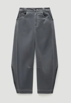hush Trousers|Bryce Seam Detail Barrel Leg Trousers Steel Blue