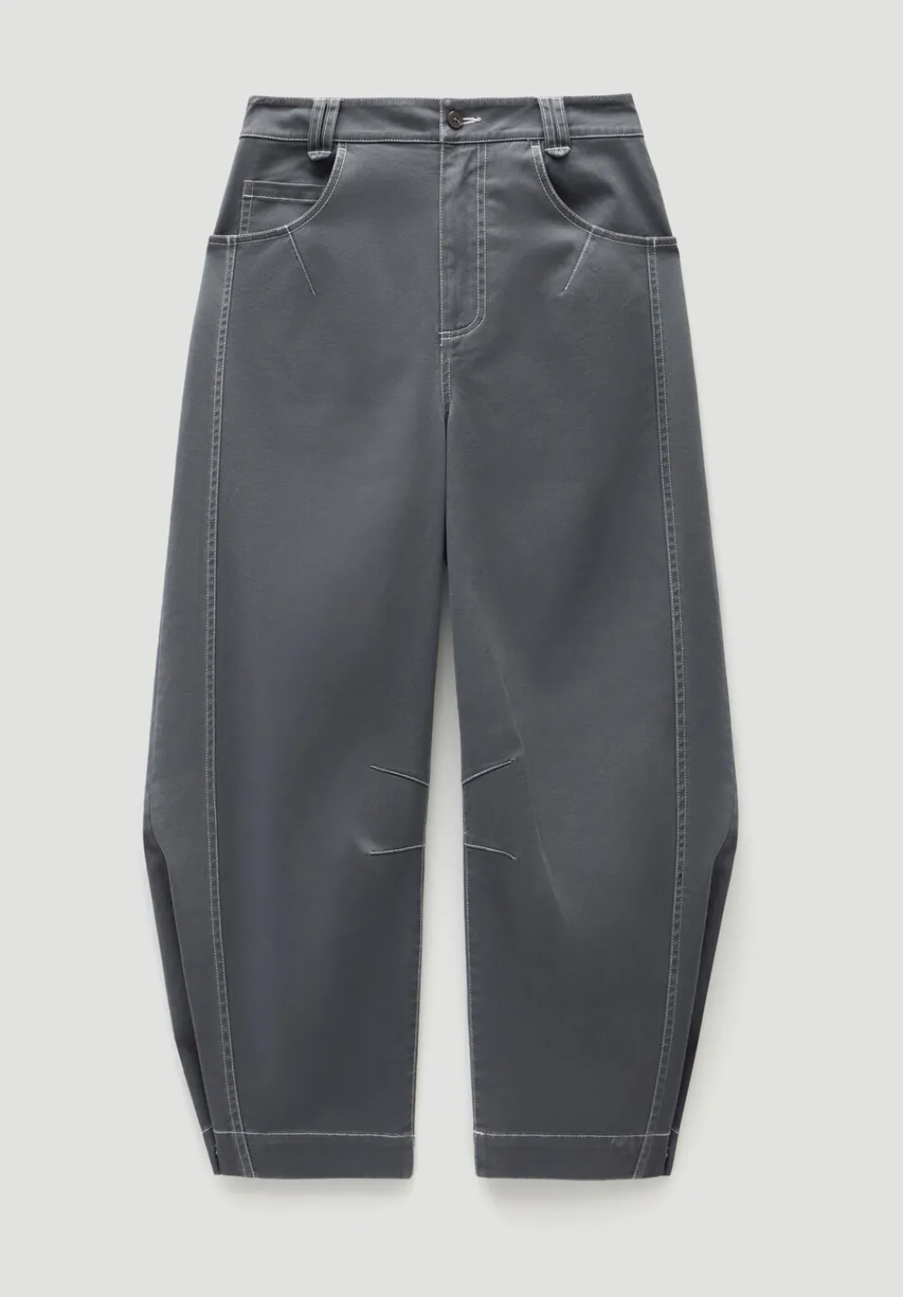 hush Trousers|Bryce Seam Detail Barrel Leg Trousers Steel Blue
