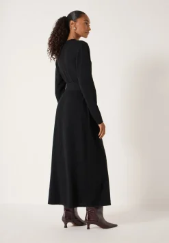 hush Dresses|Buckle Belt Merino Wool Midi Dress Black