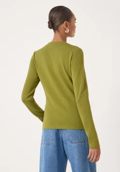 hush Tops & T-Shirts|Button Detail Jersey Cardigan Olive Green