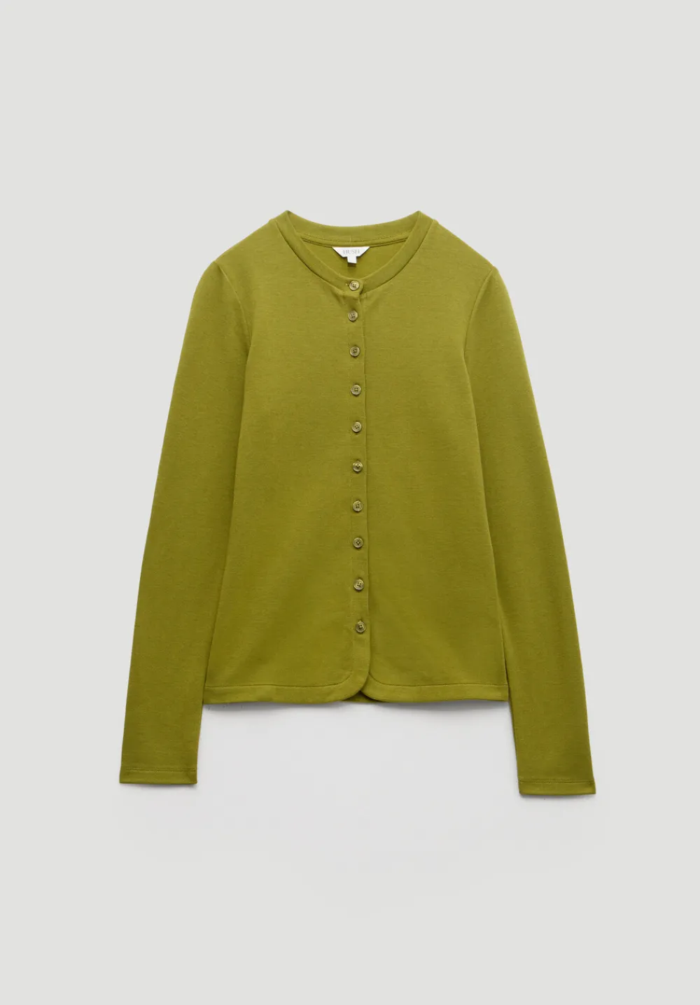 hush Tops & T-Shirts|Button Detail Jersey Cardigan Olive Green