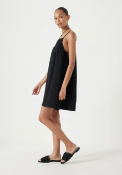 hush Dresses|Cali Cotton Gauze Mini Dress Black