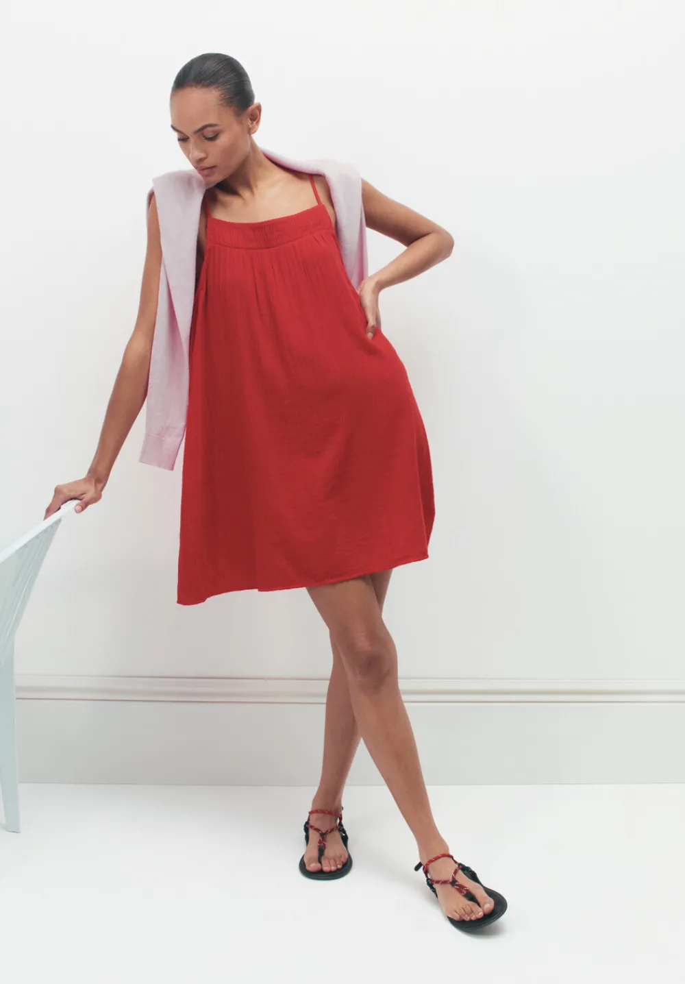 hush Dresses|Cali Cotton Gauze Mini Dress Red