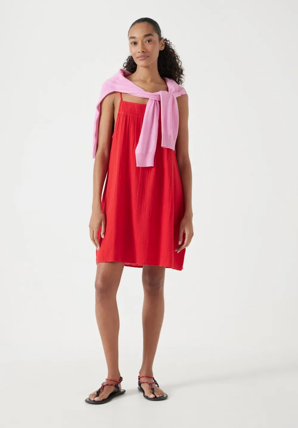 hush Dresses|Cali Cotton Gauze Mini Dress Red