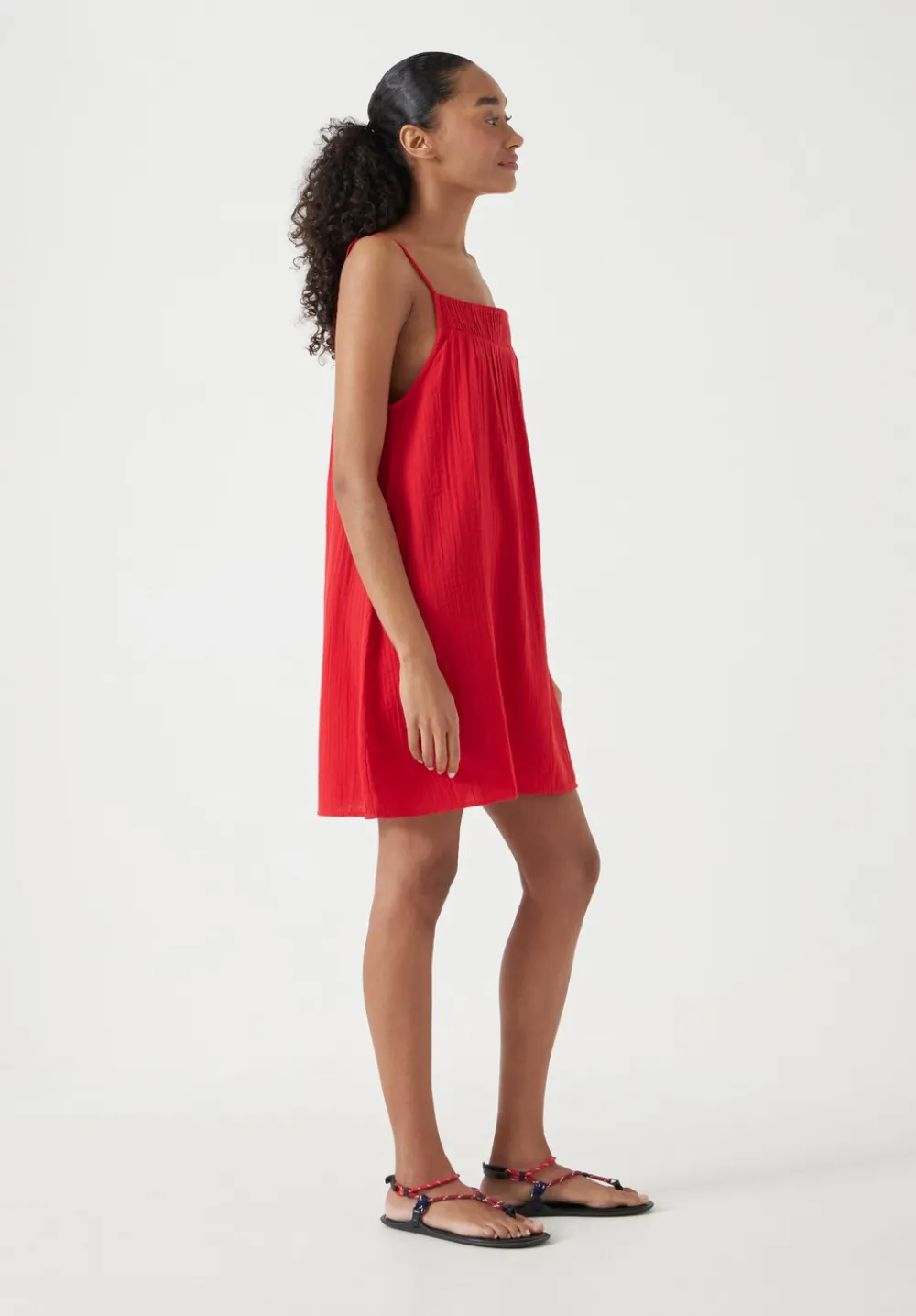hush Dresses|Cali Cotton Gauze Mini Dress Red