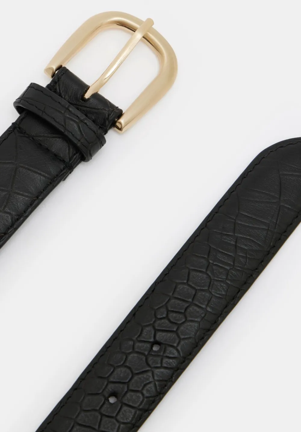 hush Belts|Callie Croc Emboss Leather Belt Black