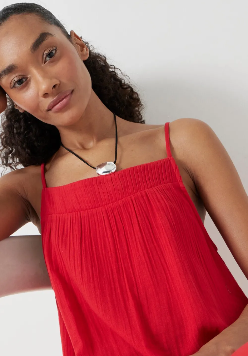 hush Dresses|Carmen Cotton Gauze Midi Dress Red