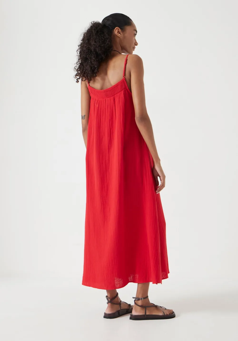 hush Dresses|Carmen Cotton Gauze Midi Dress Red