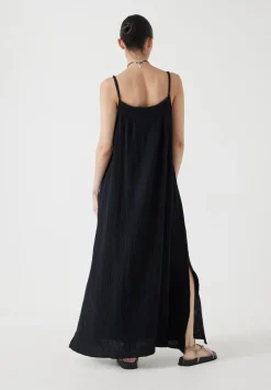 hush Dresses|Carmen Cotton Gauze Midi Dress Black