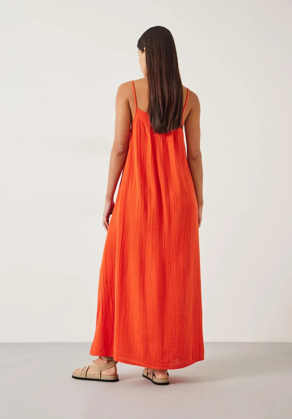 hush Dresses|Carmen Relaxed Cheesecloth Slip Dress Orange