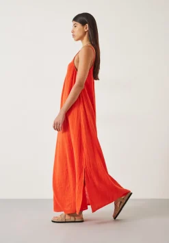 hush Dresses|Carmen Relaxed Cheesecloth Slip Dress Orange