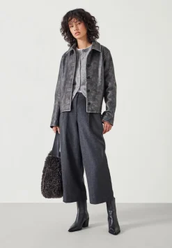 hush Trousers|Carys Tailored Cropped Trousers Charcoal Marl