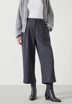 hush Trousers|Carys Tailored Cropped Trousers Charcoal Marl