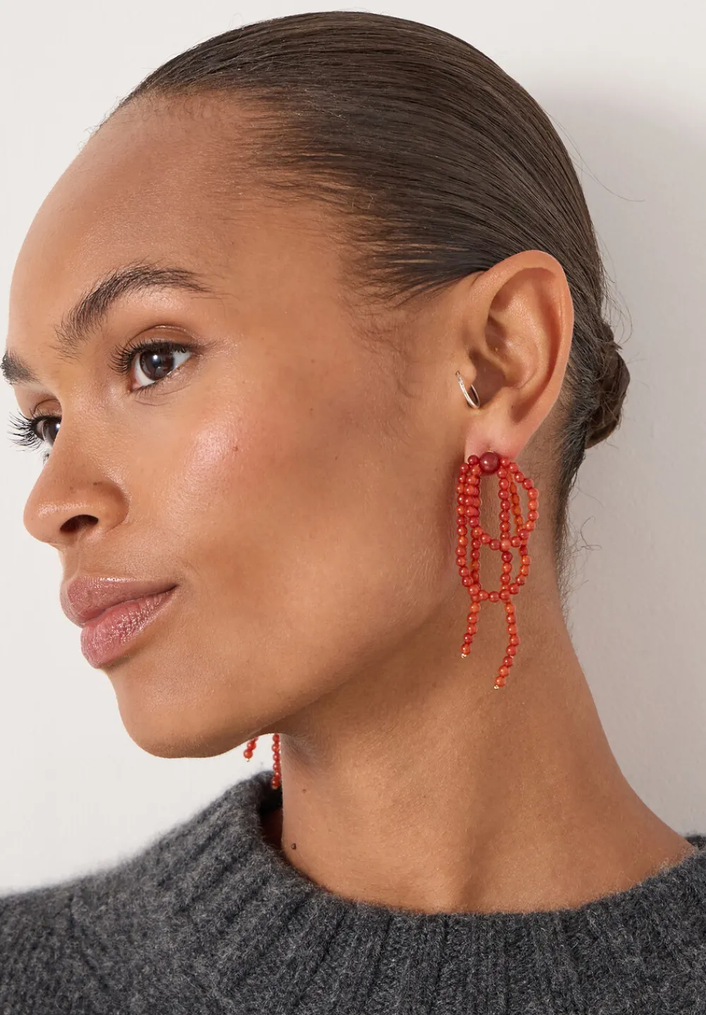 hush Jewellery|Cascading Beaded Earrings Ruby Red