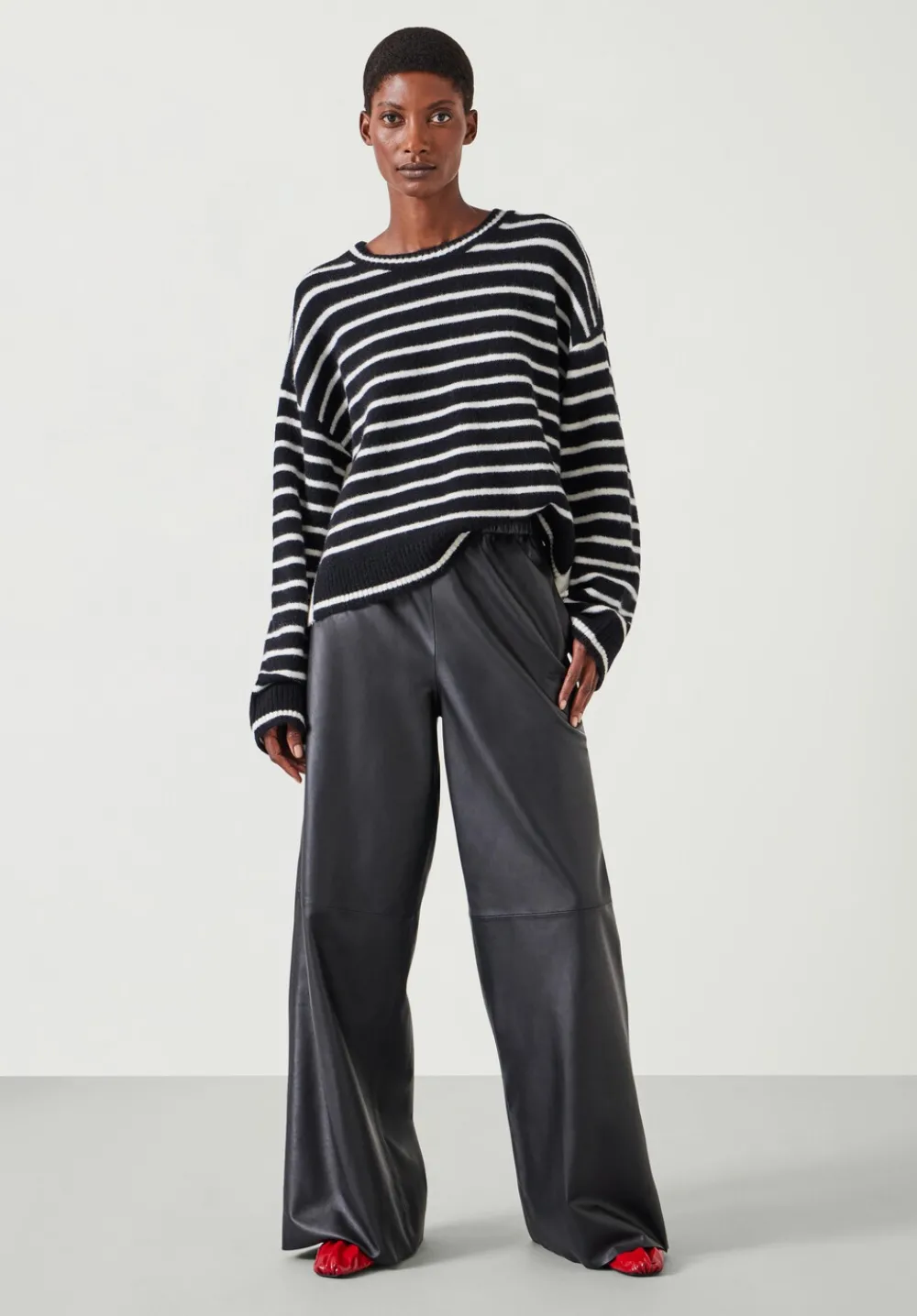 hush Jumpers & Cardigans|Casey Striped Wool Blend Jumper Black & Ivory