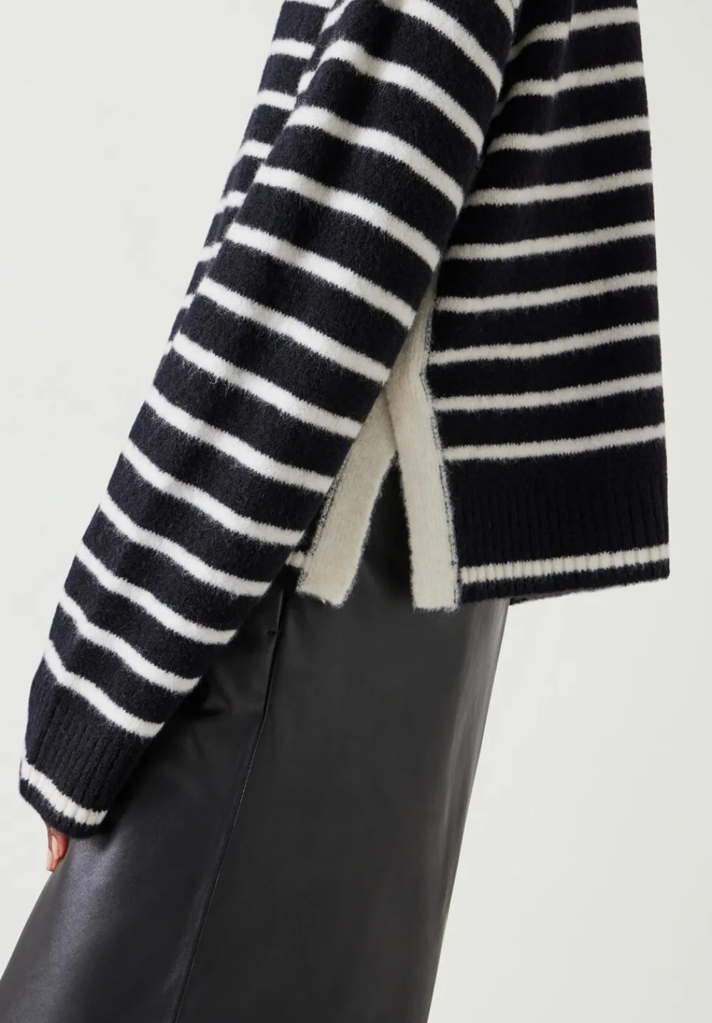hush Jumpers & Cardigans|Casey Striped Wool Blend Jumper Black & Ivory