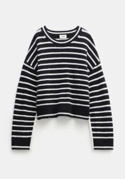 hush Jumpers & Cardigans|Casey Striped Wool Blend Jumper Black & Ivory