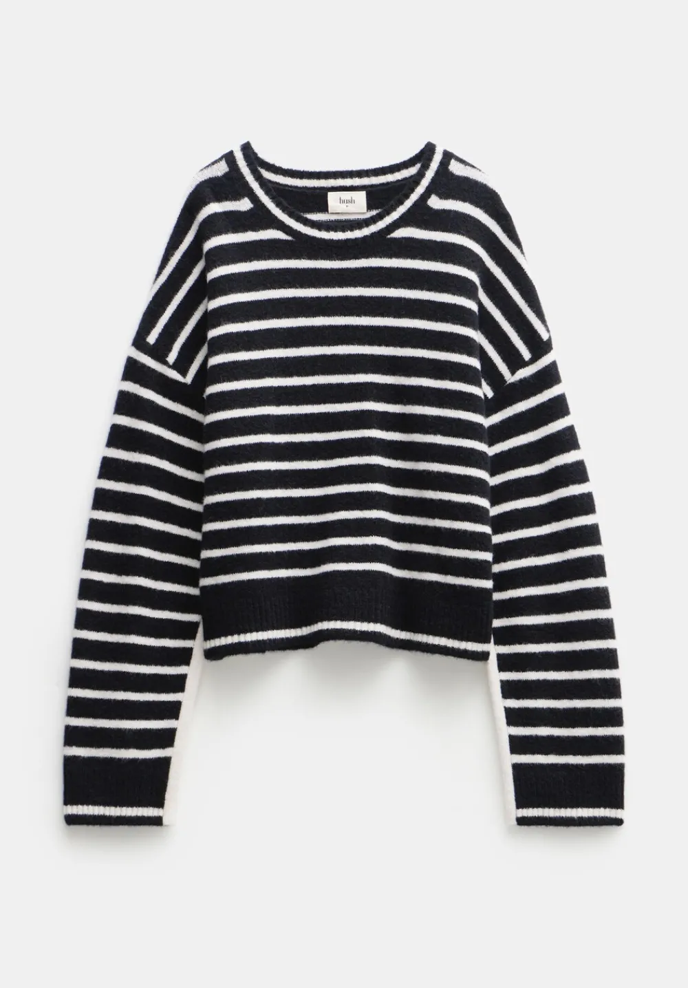 hush Jumpers & Cardigans|Casey Striped Wool Blend Jumper Black & Ivory