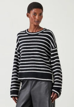 hush Jumpers & Cardigans|Casey Striped Wool Blend Jumper Black & Ivory