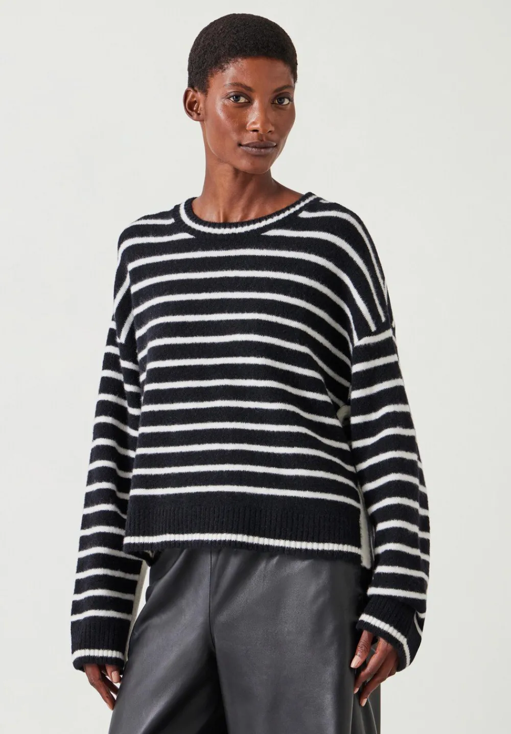 hush Jumpers & Cardigans|Casey Striped Wool Blend Jumper Black & Ivory