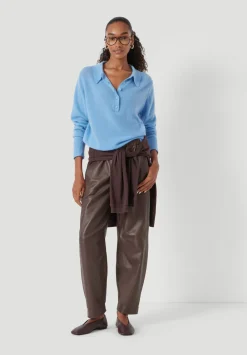 hush Jumpers & Cardigans|Cashmere Long Sleeve Polo Jumper Pale Blue