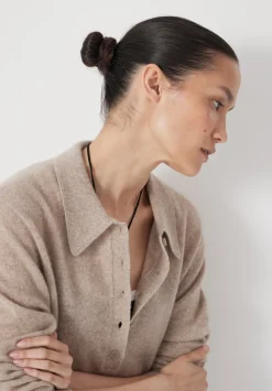 hush Jumpers & Cardigans|Cashmere Long Sleeve Polo Jumper OATMEAL MARL
